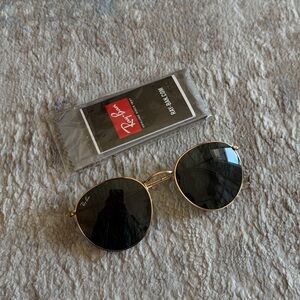 Ray-Ban Gold Frame Round Sunglasses